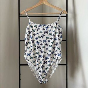 EUC SHEIN White Butterfly Bodysuit, size L